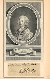 Colonial Indian Agent WM. SAMUEL JOHNSON - Signature: Sir William Samuel Johnson (1715-1774) British Indian Agent in Colonial America. Johnson’s service as colonial superintendent of Indian affairs was largely responsible for keeping the Iroquois