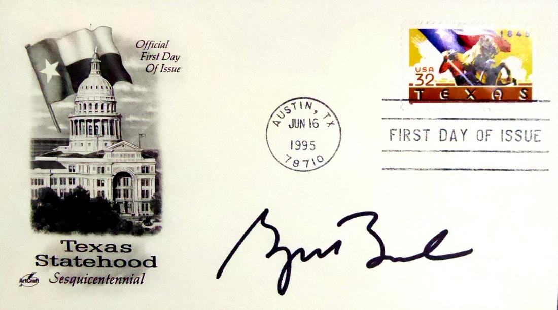 43rd Pres GEORGE W BUSH - Postal Cvr Signed: George W. Bush (1946- ) 43rd President. First day of issue postal cover with the Texas Statehood commemorative and cachet, signed.