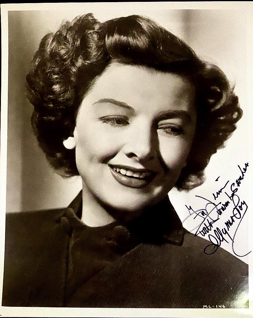 Actress MYRNA LOY - Photo Signed: Myrna Loy (1905-1993) Actress. Loy began her career as a dancer before transitioning into films during the silent era and being typecast as exotic women. In the mid-1930s she starred in the films Manh