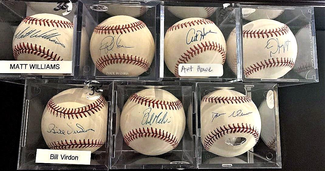 MANAGERS - Seven Official Baseballs Signed: Major League Managers. Seven official Major League baseballs, each signed by a present or former manager. Represented are: Alex Cora, Phil Garner, Art Howe, Dallas McPherson, Bob Melvin, Bill Virdon a