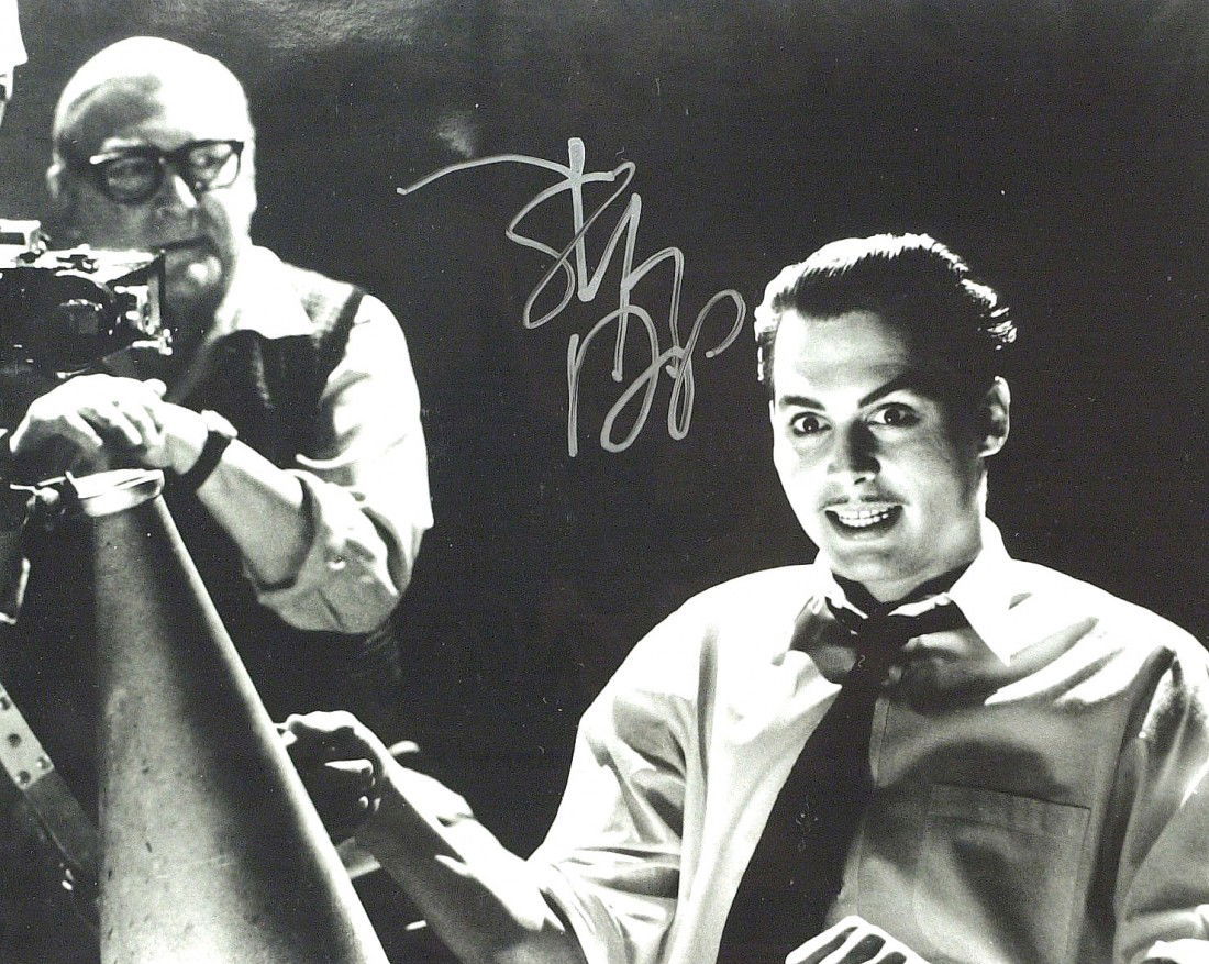 JOHNNY DEPP - Ed Wood Photo Signed: Johnny Depp (1963- ) Actor. Depp rose to prominence on the 1980s television series 21 Jump Street, quickly becoming a teen idol. Turning to film, he played the title character of Edward Scissorhands,