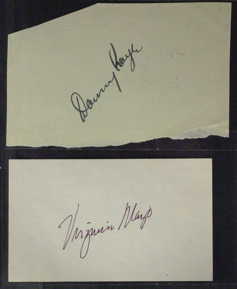 DANNY KAYE & VIGINIA MAYO - Matted Signatures: Danny Kaye (1913-1987) and Virginia Mayo (1920-2005) Actors. Kaye was one of the most popular entertainers the 1940s and 1950s. He made more than a dozen popular movies, including The Secret Life of W