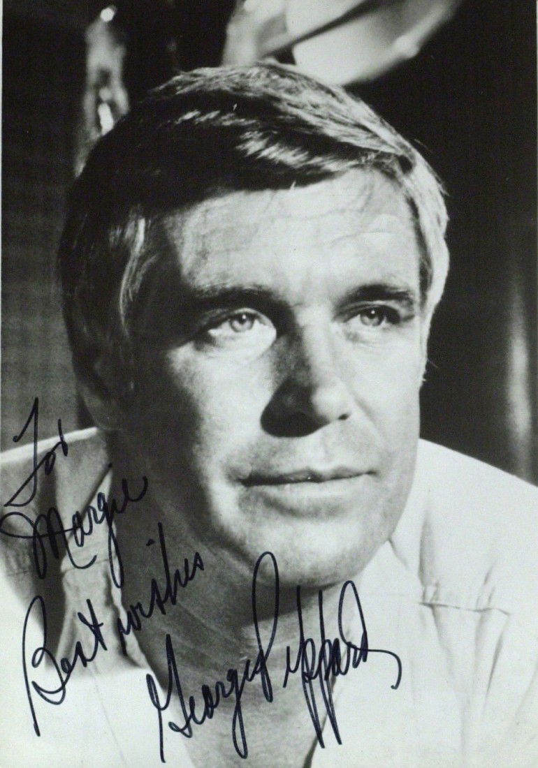 GEORGE PEPPARD - 2 Signatures Photo and TLS: George Peppard (1928-1994) Actor. Peppard's good looks, elegant manner and superior acting skills landed his most famous film role as Paul Varjak in Breakfast at Tiffany's with Audrey Hepburn. This 19