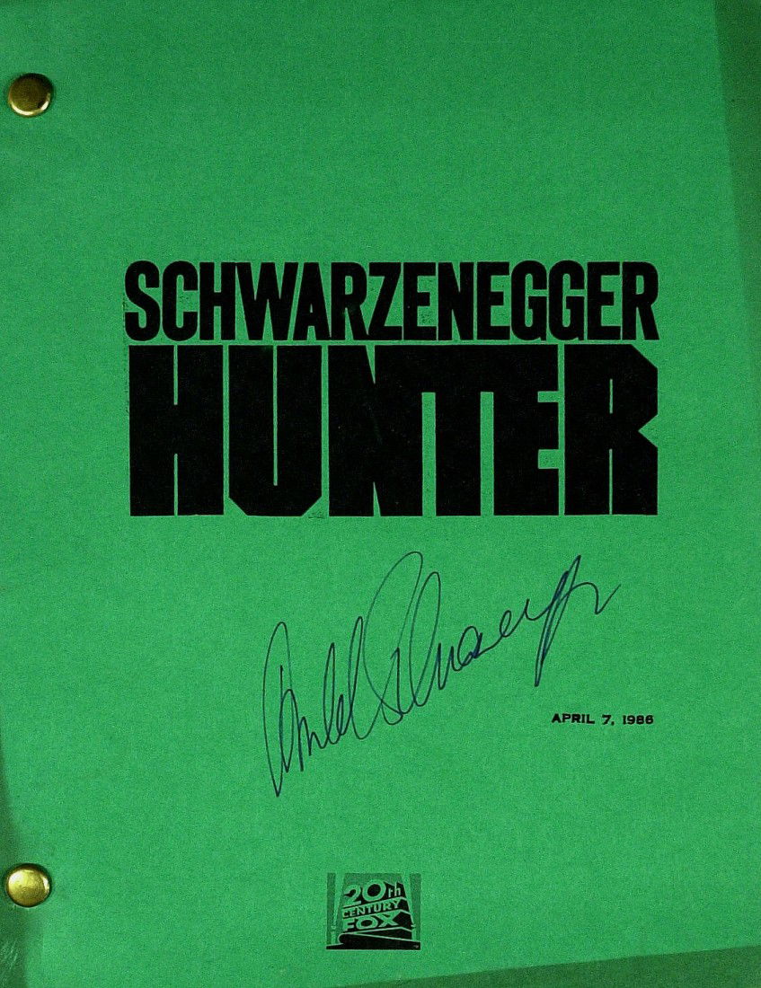 ARNOLD SCHWARZENEGGER - Predator Script: Arnold Schwarzenegger (1947- ) Austrian body-builder, actor, politician. Schwarzenegger began weight training at 15. He was awarded the title of Mr. Universe at age 20 and went on to win the Mr. Olymp