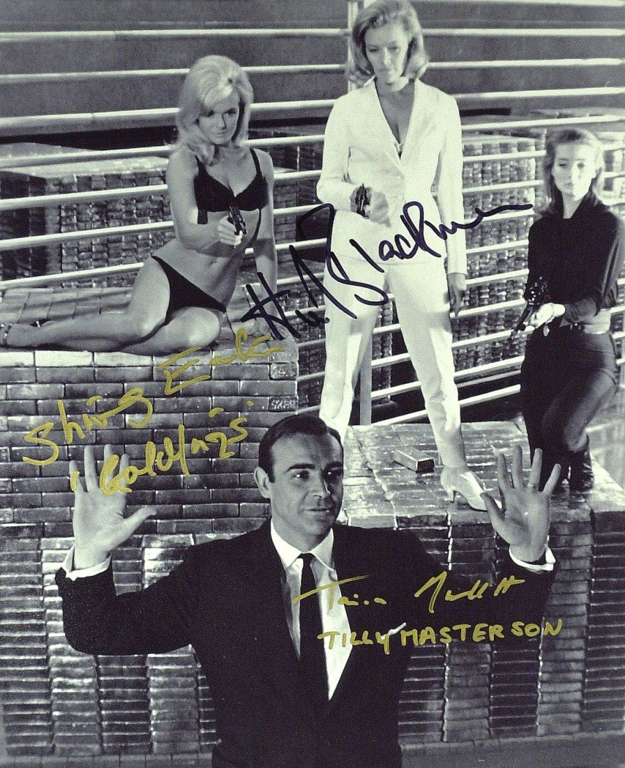 James Bond: Goldfinger - Four Bond Girls Signed: James Bond. Goldfinger. Goldfinger released in1964 was the third spy film in the James Bond series, and the third to star Sean Connery as the fictional MI6 agent James Bond. It is based on the novel o