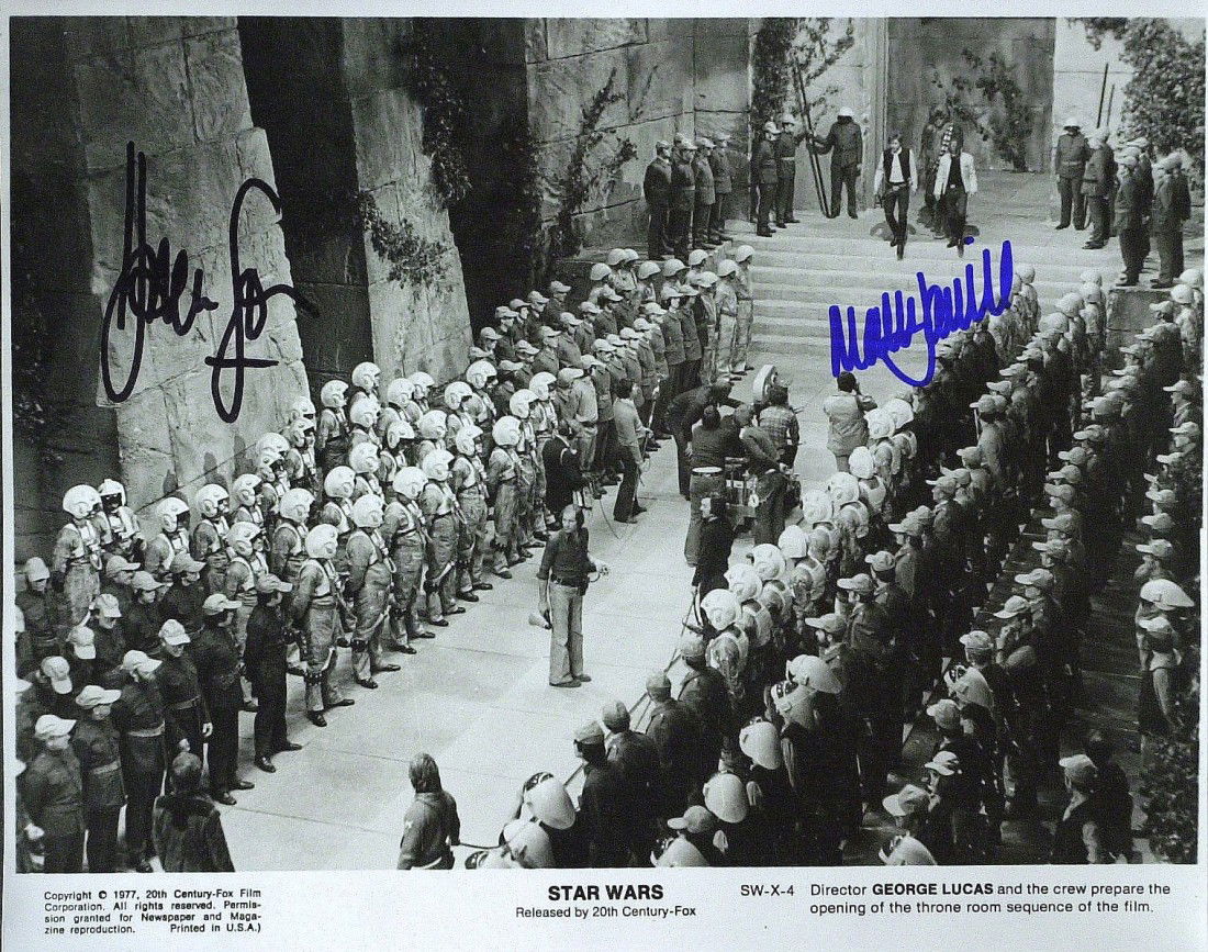 STAR WARS: FORD & HAMILL Photo Signed: Star Wars. Star Wars was written and directed by George Lucas and was in 1977. A science fiction tale, Star Wars centers on the journey Luke Skywalker (Mark Hamill) makes from innocent young man to no