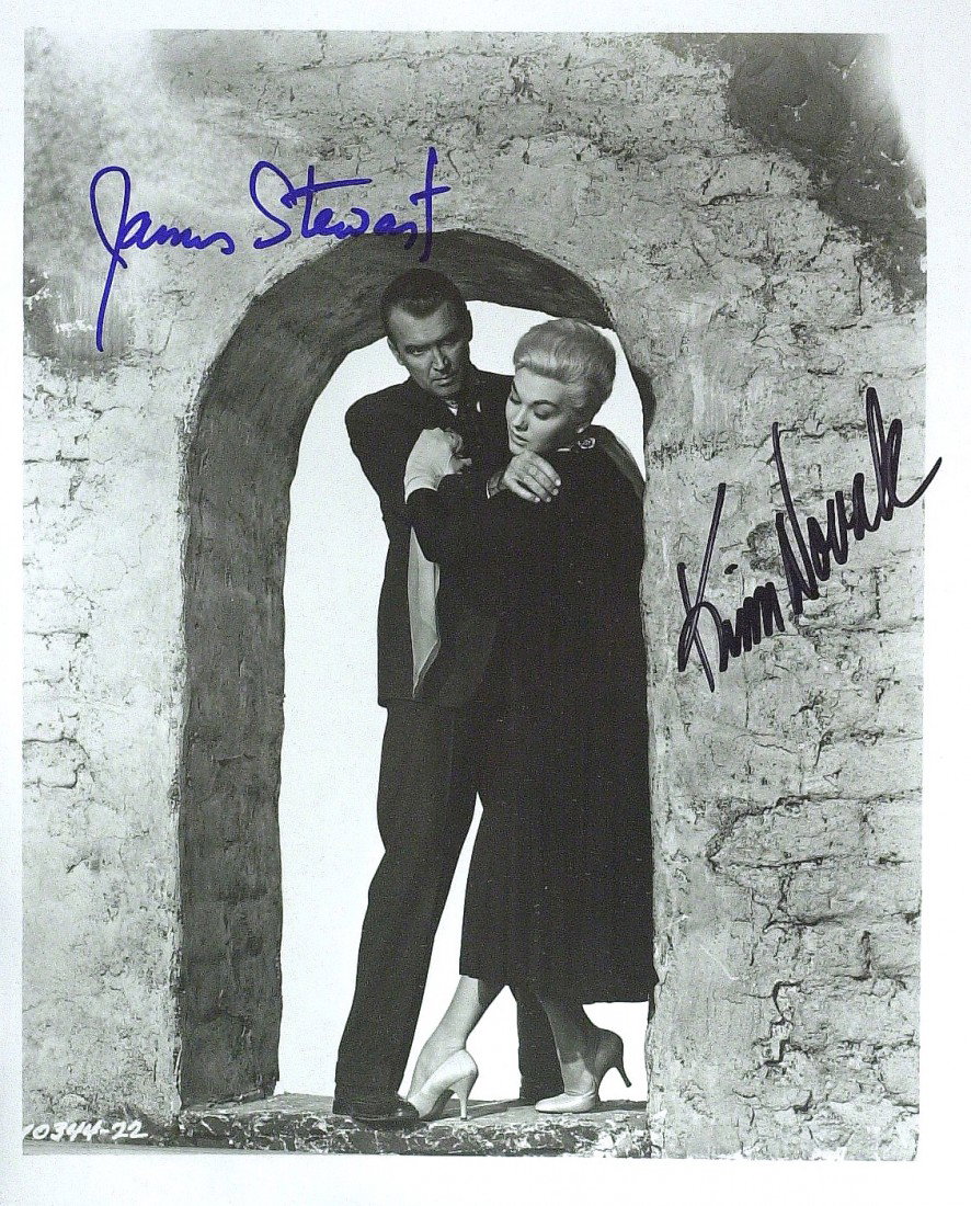 VERTIGO - Photo Signed Stewart & Novak: Vertigo. Vertigo was a 1958 American psychological thriller film directed by Alfred Hitchcock and starring James Stewart, Kim Novak, and Barbara Bel Geddes. A retired police detective, who has acropho