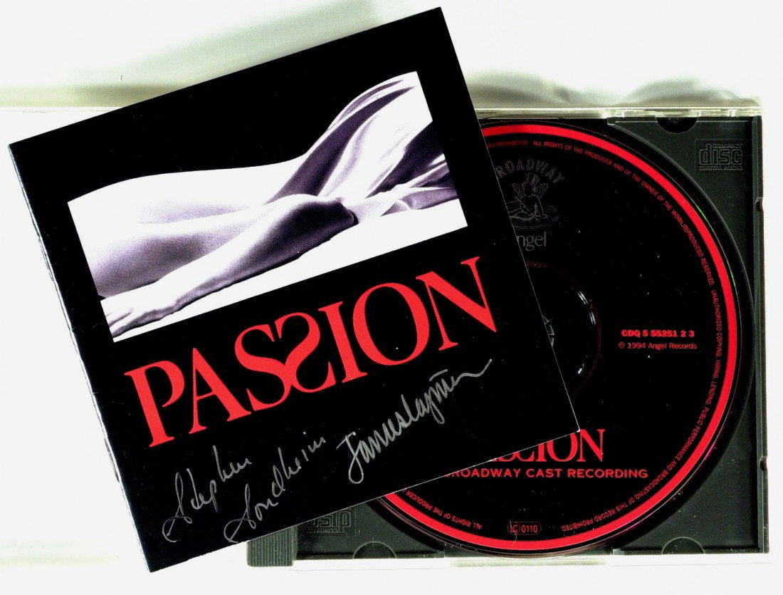 PASSION - CD Signed SONDHEIM, LAPINE: Passion. Passion was a musical adapted from the film Passione d'Amore. The book is by James Lapine, with music and lyrics by Stephen Sondheim. Central subjects include obsession, beauty, power, manipu