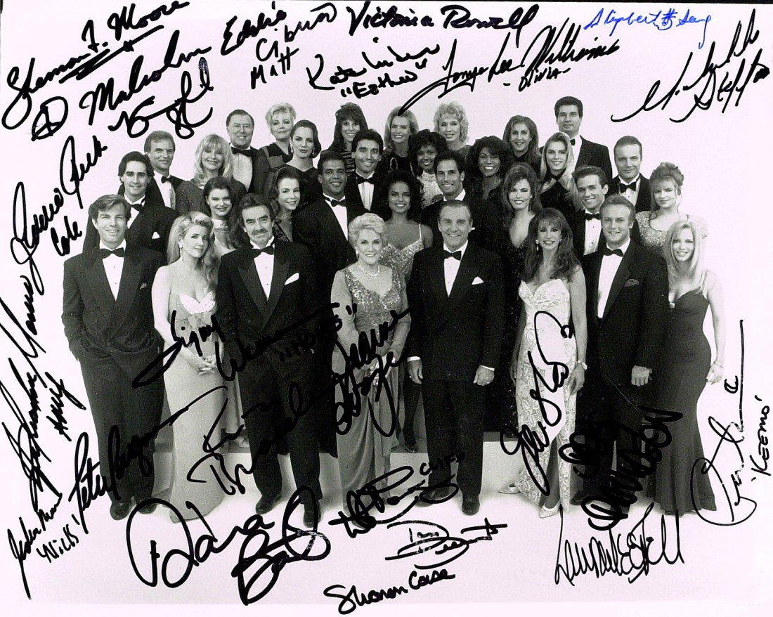 Soap The Young and the Restless - Photo Signed By : The Young and the Restless.The Young and the Restless was a soap opera created by William J. Bell and Lee Phillip Bell. The show is set in a fictional Wisconsin town called Genoa City. Since its debut