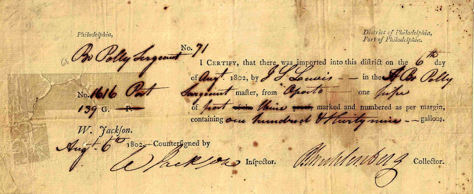 Rev War Genl JOHN PETER MUHLENBERG  DS (1 of 1)