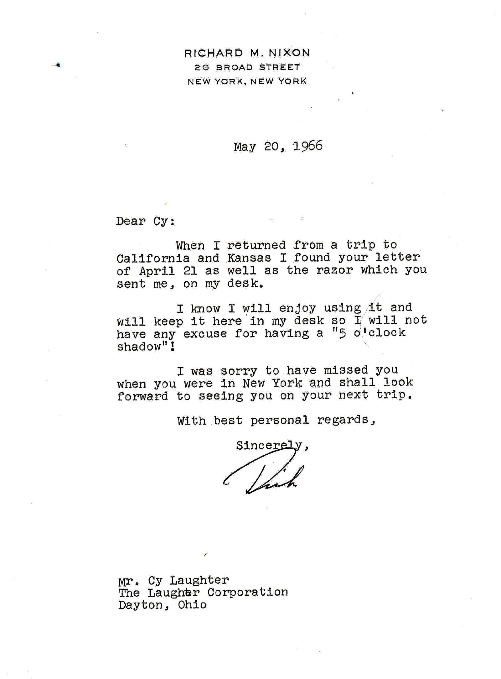 37th Pres RICHARD M NIXON - TLS (1 of 1)