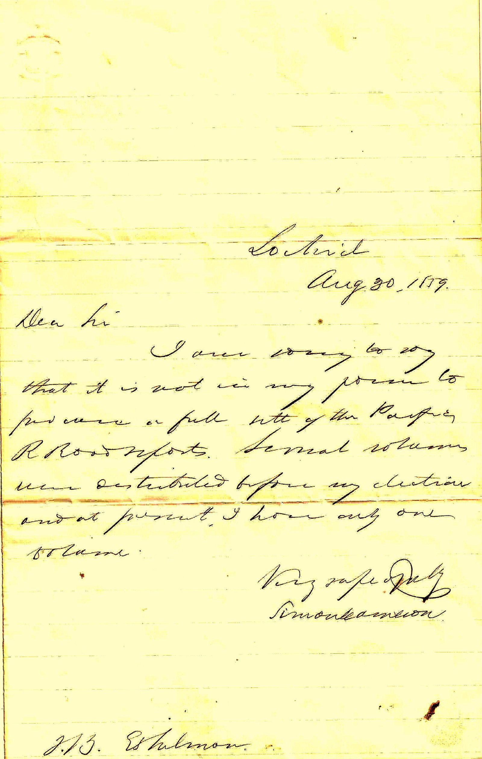 Secy of War SIMON CAMERON - Ltr Signed (1 of 2)