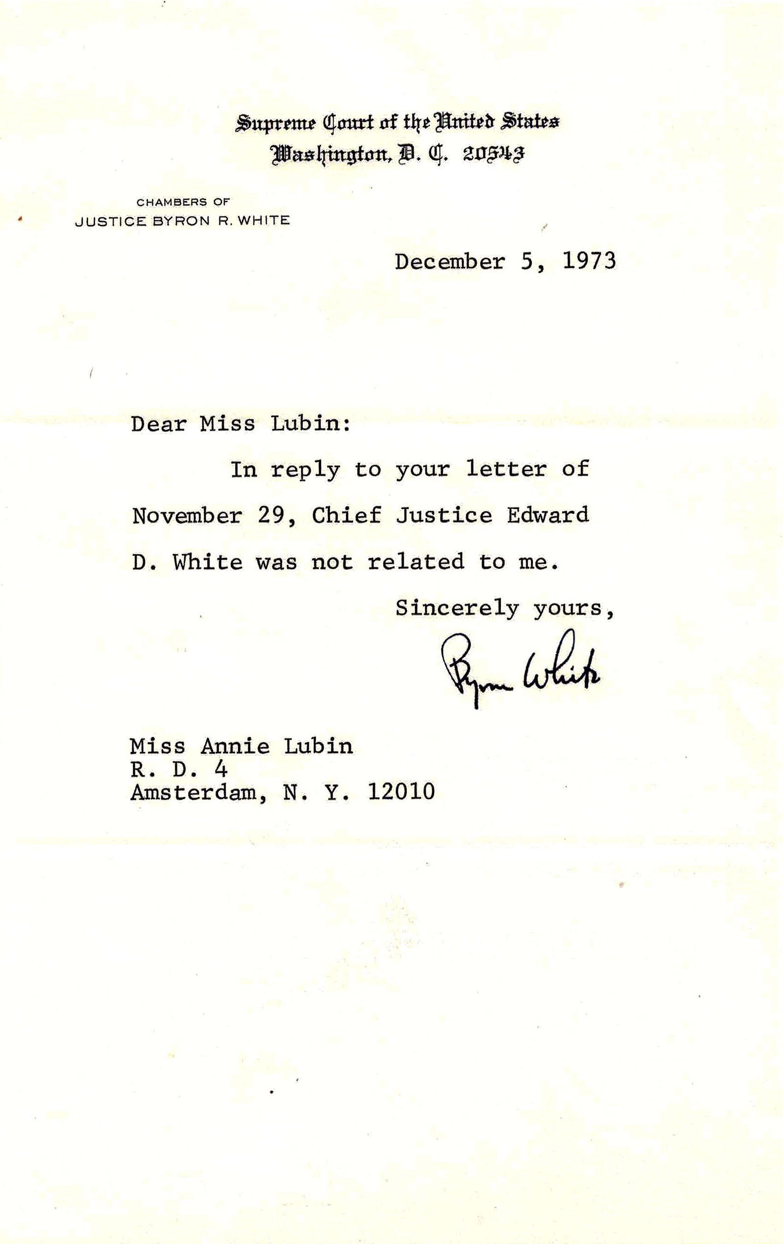 Jurist BYRON "WHIZZER" WHITE - TLS (1 of 1)