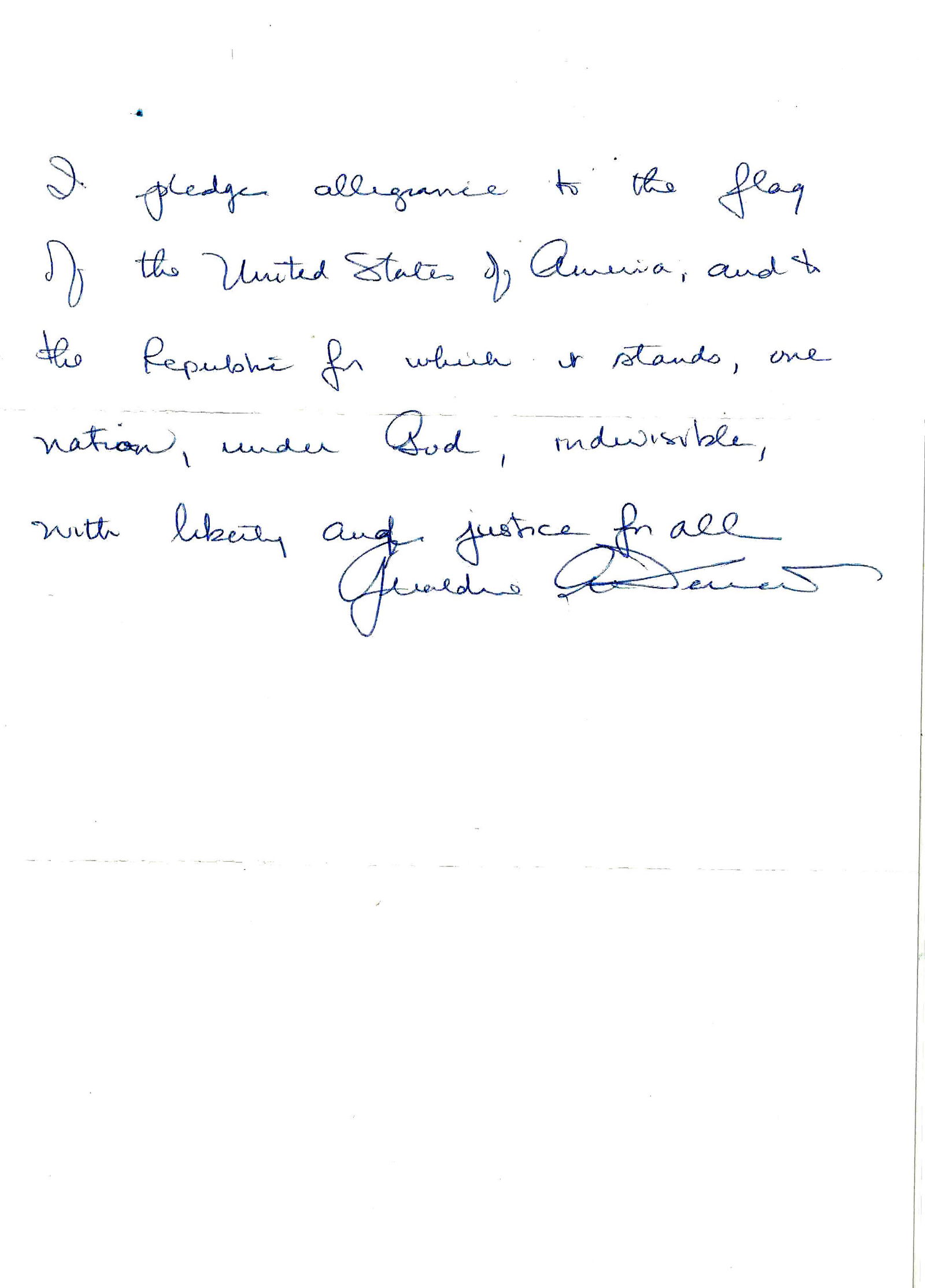 Politician GERALDINE FERRARO - Pledge Signed (1 of 1)
