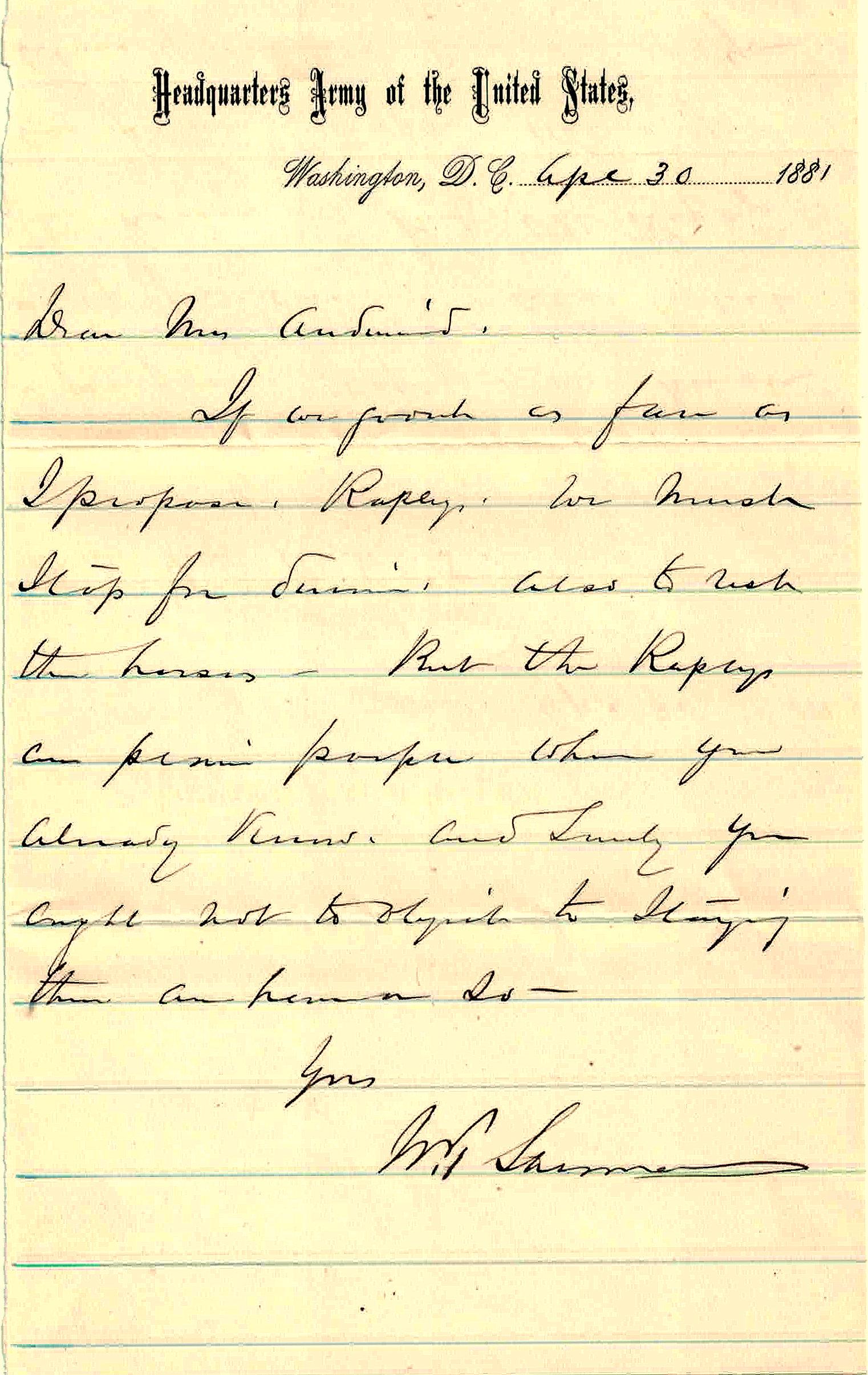 Union Genl WILLIAM TECUMSEH SHERMAN - ALS (1 of 1)