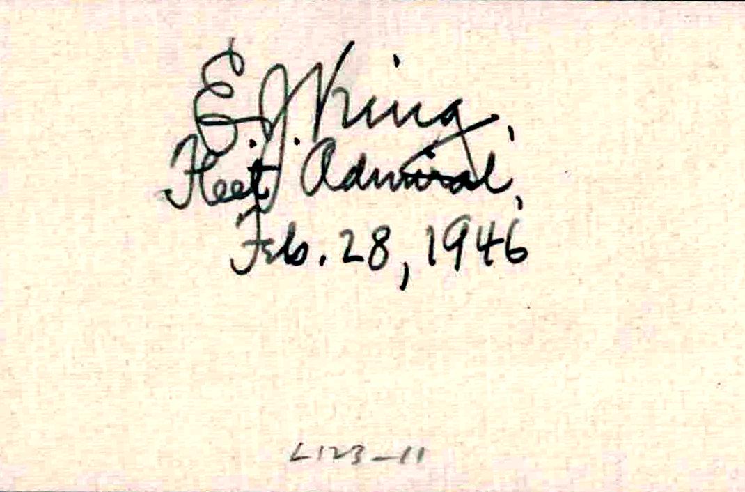 Adm ERNEST J KING - Card Signed (1 of 1)
