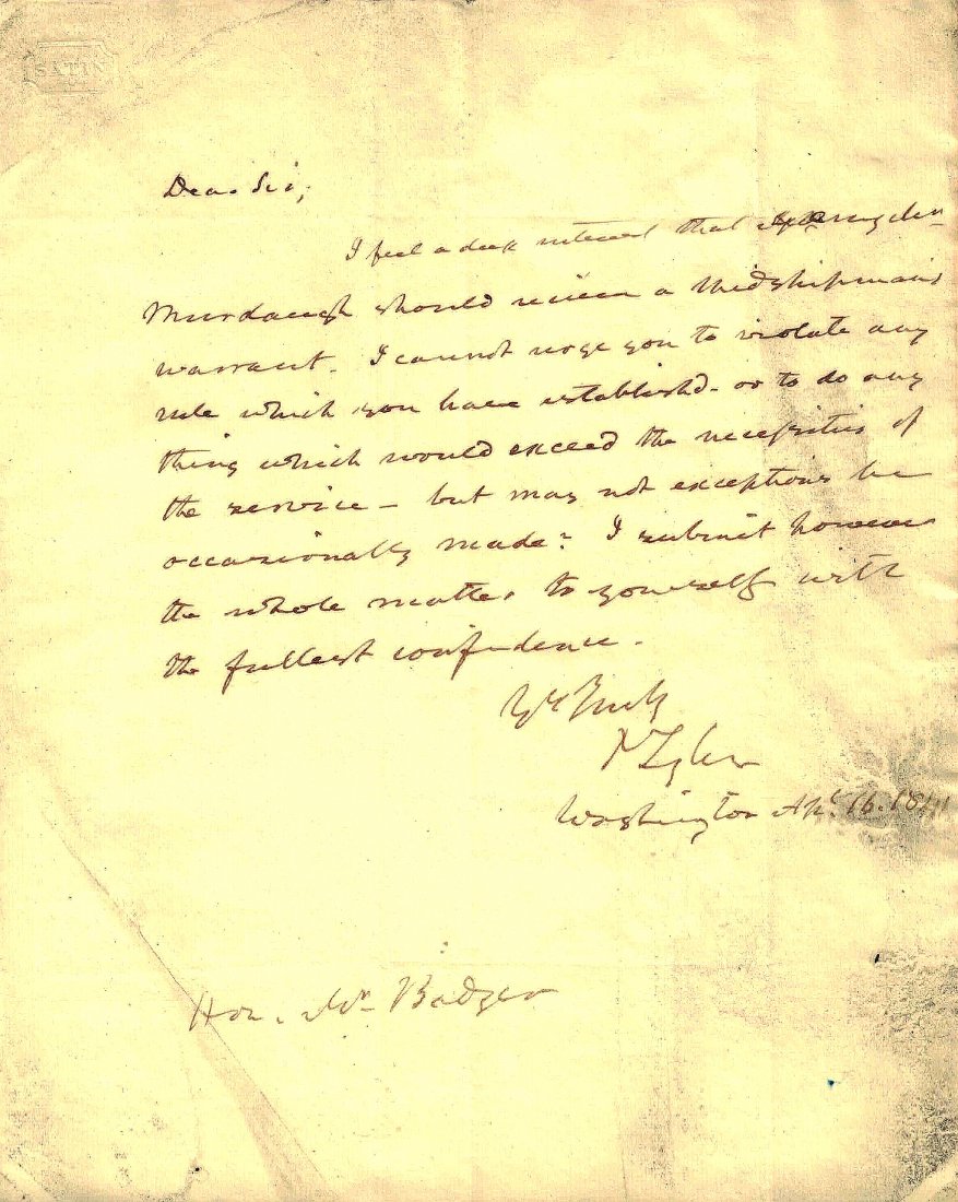 10th Pres JOHN TYLER - ALS Two weeks into Presidency (1 of 1)