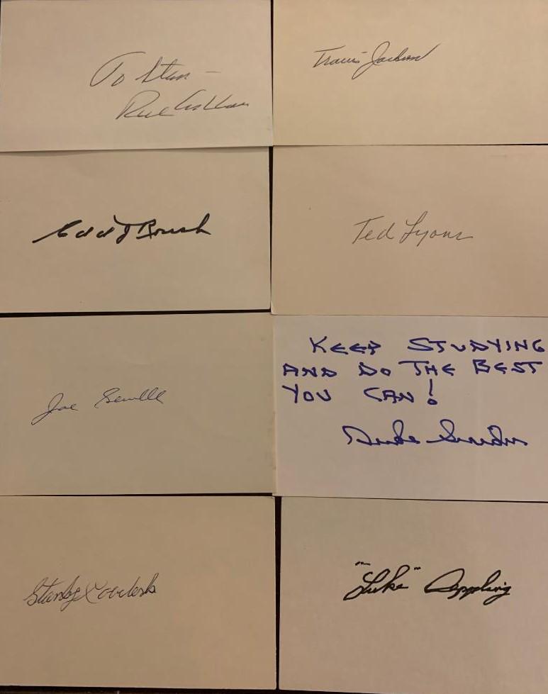 Eight Baseball HOF Signed Index Cards (1 of 1)