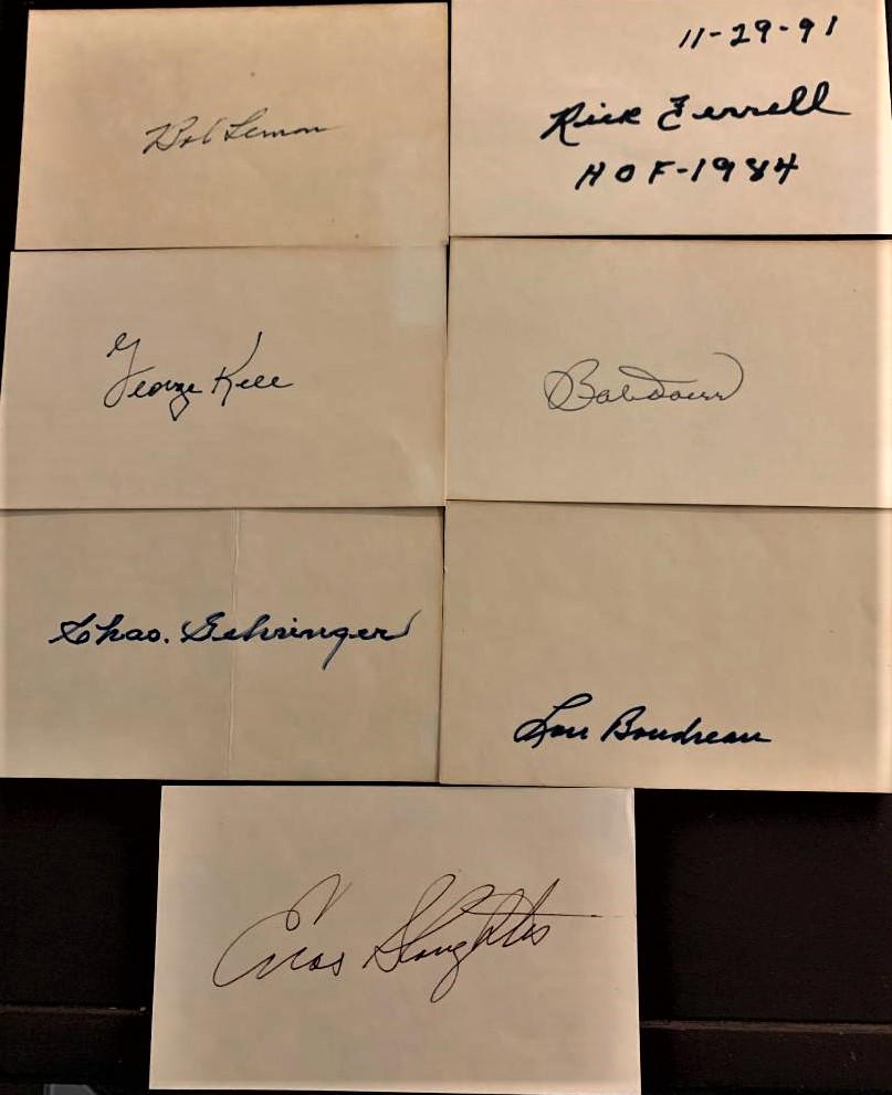 Lot of Seven Index Cards Signed by HOF Players (1 of 1)