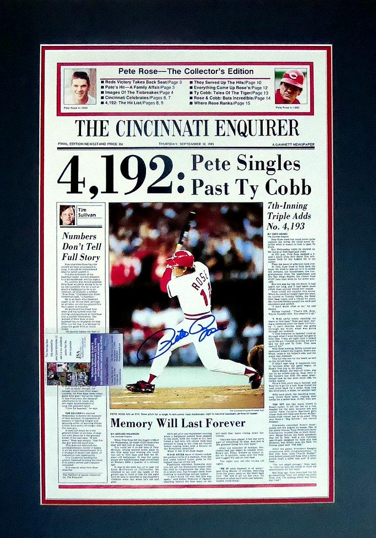 Rose, Pete Signed Matted Cincinnati Enquirer (1 of 1)