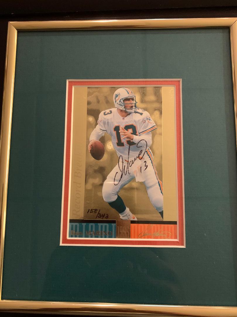 Marino,Dan Signed/Framed Card: Daniel Constantine Marino Jr. (1961-) is an American former professional football player who was a quarterback for seventeen seasons with the Miami Dolphins of the National Football League (NFL). Mari
