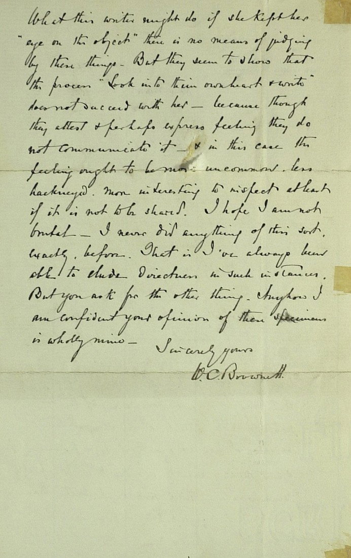Literary Collection - Collection of Ten Items: 19th and 20th Century Literary Collection. A collection of ten items signed by literary personalities: George Henry Baker cut signature, Jim Bishop postal cover, William Crary Brownell autograph lette