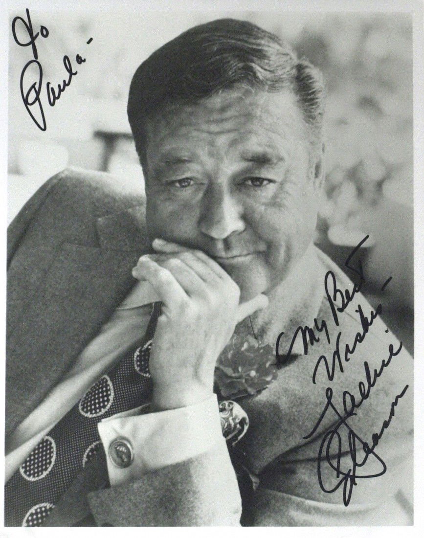 Comic Actor JACKIE GLEASON - Photo Signed: Jackie Gleason (1916-1987) Comedian, actor. Gleason was a big, bluff comedian of the 1950s and 1960s. One of television's early stars, he specialized in blustering loudmouths, blue-collar philosophers