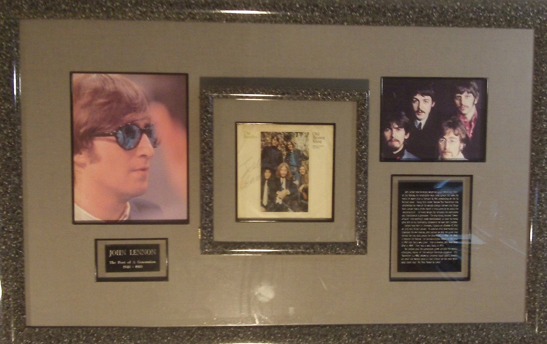 Beatle JOHN LENNON - Record Jacket Signed: John Lennon (1940-1980) British musician. Lennon rose to worldwide fame as one of the founding members of The Beatles, one of the most commercially successful and critically acclaimed acts in the hist