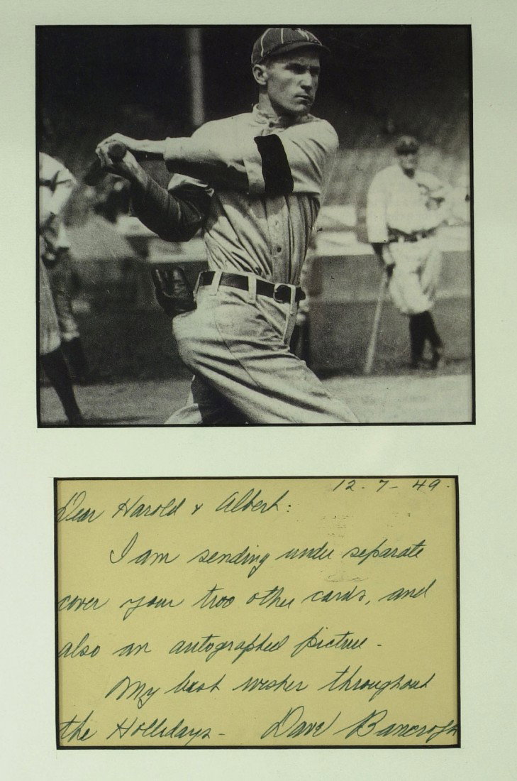 Beauty DAVE BANCROFT - ANS, Framed: Dave Bancroft (1891-1972) Shortstop. Bancroft was a graceful, quick-handed shortstop for several National League squads. He developed a reputation as a solid, if unspectacular, lead-off hitter. He was