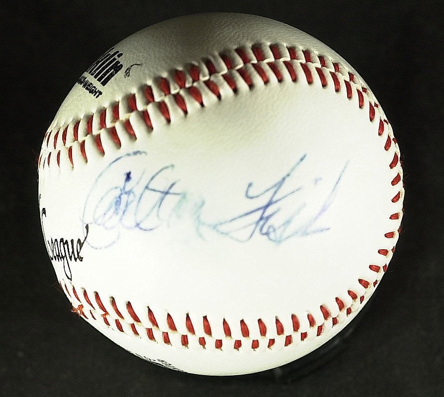 HOF Catcer CHARLTON FISK - Baseball Signed: Charlton Fisk (1947- ) Fisk caught for twenty-four years, catching more games than any player in history. The eleven time All-Star hit 376 career home runs. He was inducted into the Hall of Fame in 20
