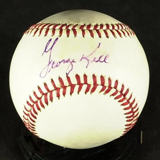 Third Baseman GEORGE KELL - AL Baseball Signed: George Kell (1922-2009) Kell batted over .300 nine times and topped American League third basemen in fielding percentage five times. Utilizing a strong and accurate throwing arm, Kell led the league 