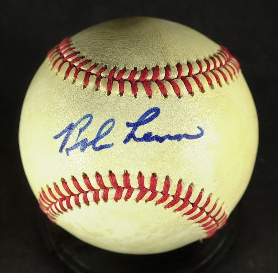 Pitcher BOB LEMON - AL Baseball Signed: Bob Lemon (1920-2000) Lemon had seven 20-win seasons over a nine-year span. The right-handed ace became a key factor in Cleveland's 1948 and '54 pennant drives, posting records of 20-14 and 23-7, resp