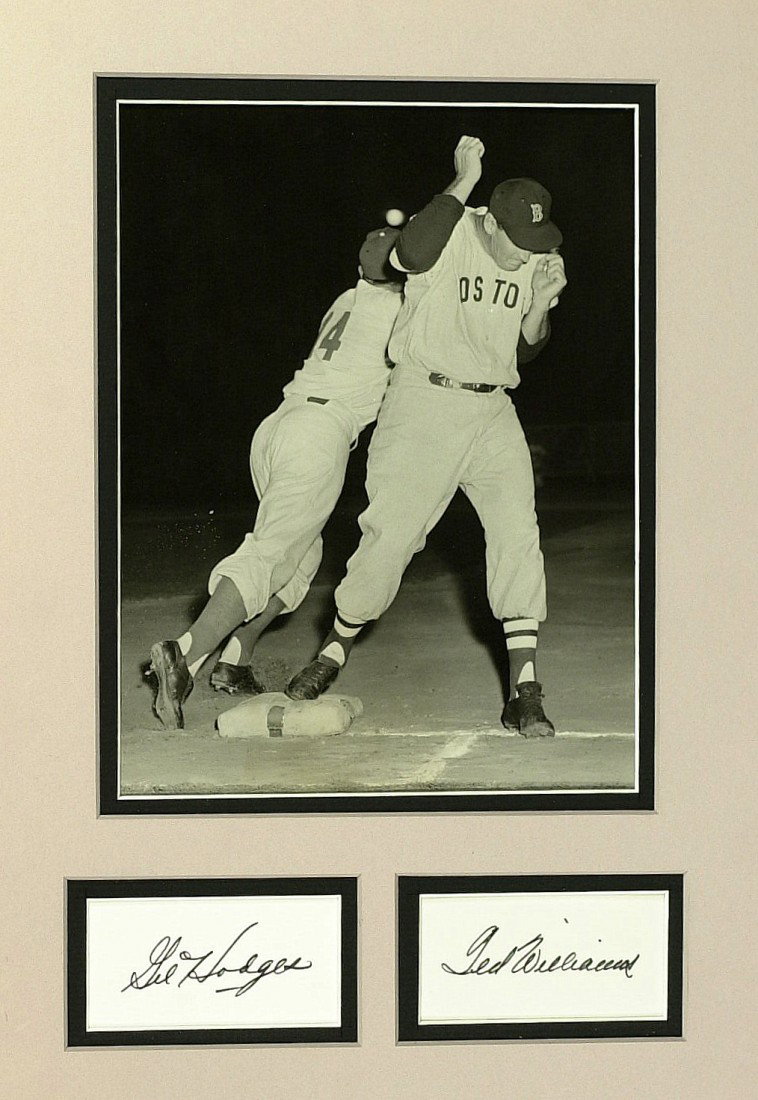 TED WILLIAMS and GIL HODGERS - Cards Signed: Ted Williams and Gil Hodges (1924-1972) Hodges was a first baseman and manager. He was known as the "Miracle Worker" when he piloted the 1969 Mets to the World Championship, he was a slugging, eight-t