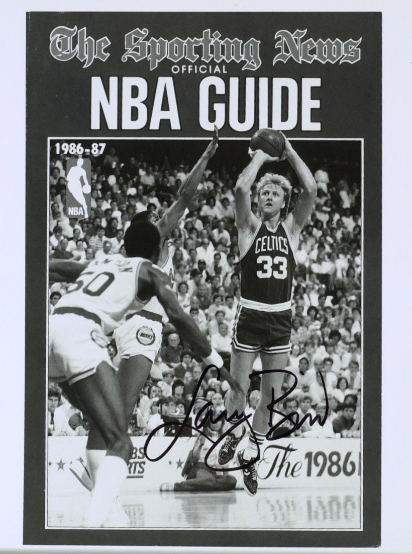 Celtic LARRY BIRD - Photo Signed: Larry Bird (1956- ) Bird spent most of his collegiate career at Indiana State University, before being drafted by the Boston. He was a great shooter and ball handler and one of the most formidable pla