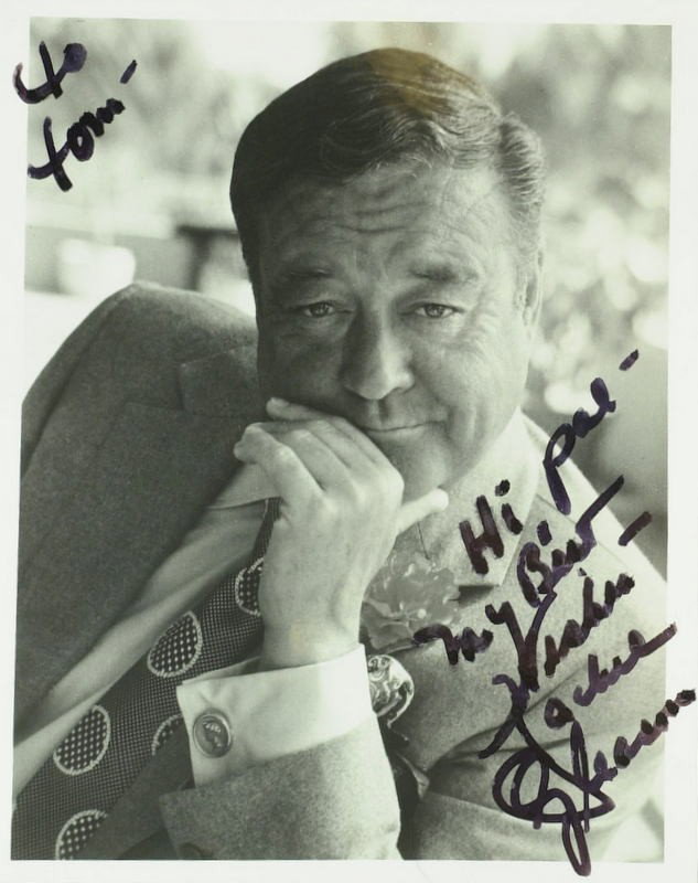 Comedian, Actor JACKIE GLEASON - Photo Signed: Jackie Gleason. 8’ x 10” black and white photograph signed, “To Tom – Hi Pal – My Best Wishes Jackie Gleason.”