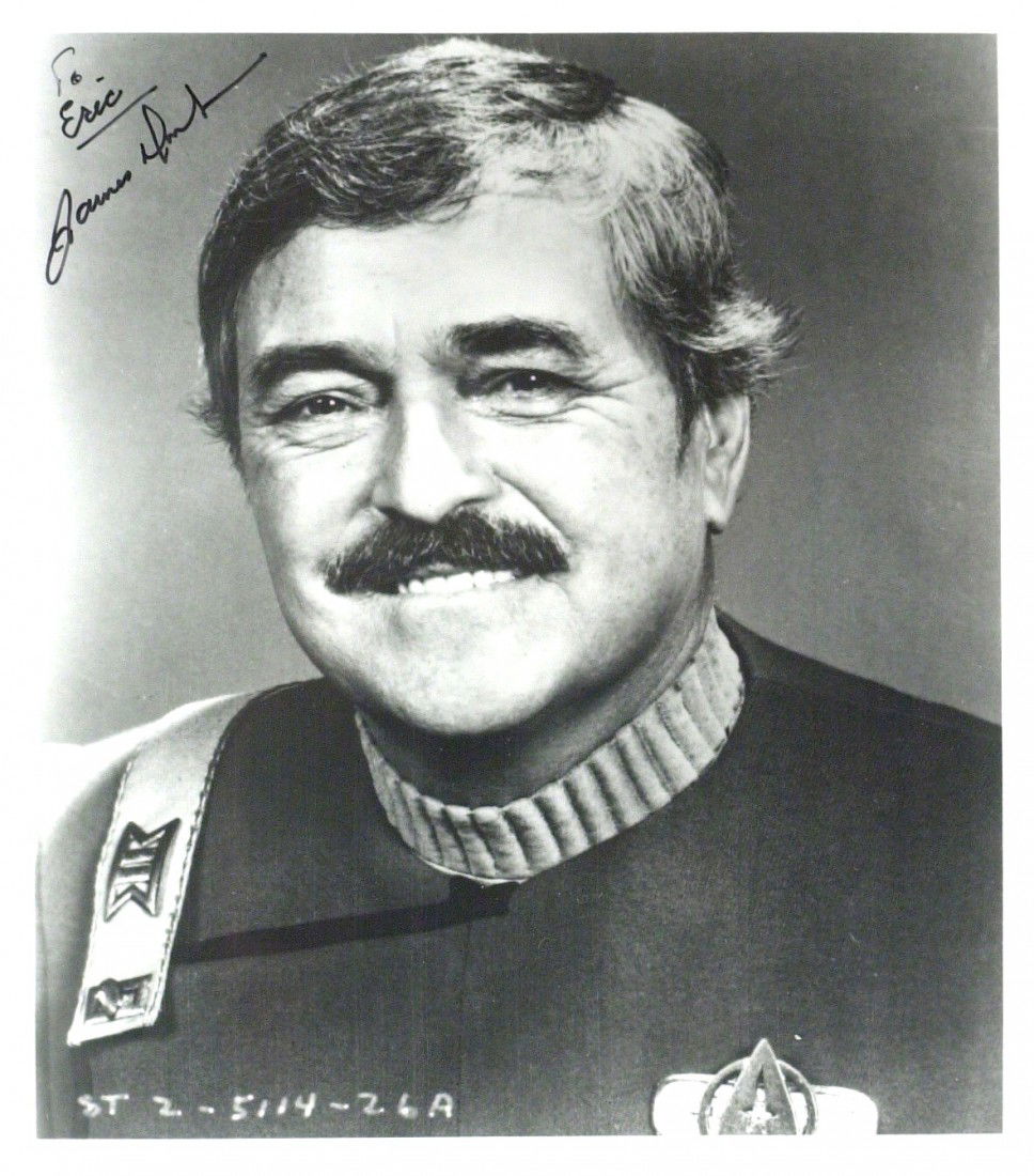 Star Trek: JAMES DOOHAN - Photo Signed: Star Trek. James Doohan (1920-2005) Canadian actor. Doohan is known almost exclusively for playing chief engineer Montgomery "Scotty" Scott on the 1960s television series Star Trek and the movies, car