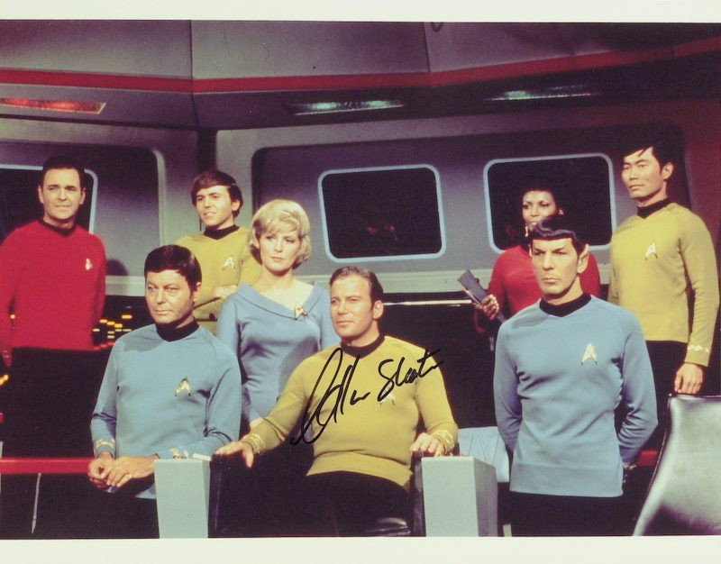 Star Trek: WILLIAM SHATNER - Photo Signed: Star Trek. William Shatner (1931- ) Canadian actor. Shatner gained worldwide fame and became a cultural icon for his portrayal of James T. Kirk, captain of the USS Enterprise, in the science fiction t