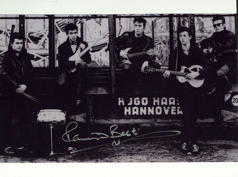 Beatle Drummer PETE BEST - Large Photo Signed: Pete Best. 14” x 11” black and white photograph signed in silver ink.