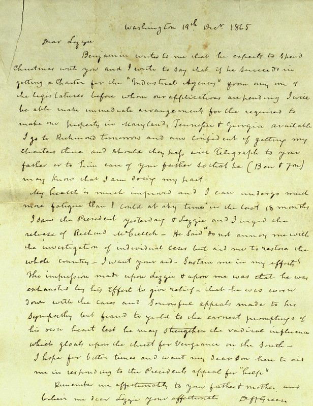 “Kitchen Cabinet” Member DUFF GREEN - ALS: Duff Green (1791-1875) General, journalist, politician. Green served under General William Harrison and the Kentucky militia in the War of 1812 and led the Missouri Brigade in the Indian Campaign, ear