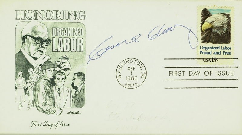 Union Activist SESAR CHAVEZ - Postal Cvr Signed: Cesar Chavez (1927-1993) Activist. Chavez was a union organizer and social activist of the 1960s. He founded the National Farm Workers Association and later the United Farm Workers. He led a five-year
