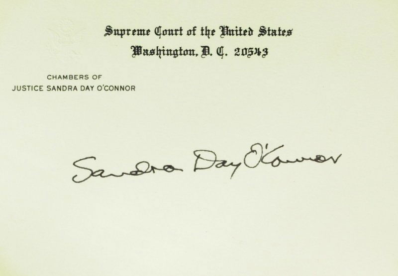 1st Woman Justice SANDRA DAY O'CONNOR - Card: Sandra Day O’Connor (1930- ) Jurist. O’Connor as the first female member of the Supreme Court of the United States. She served as an Associate Justice from 1981 until her retirement from the Court