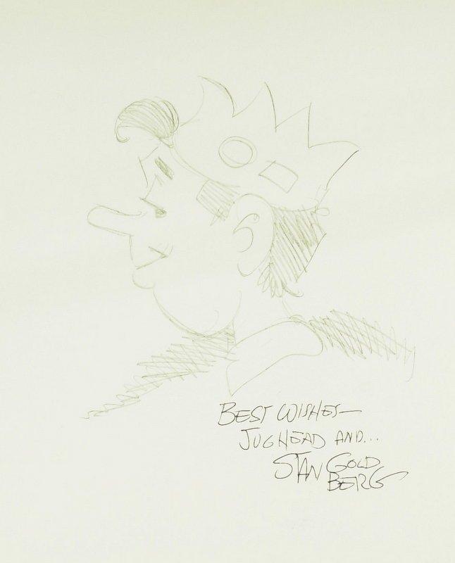 Cartoonist STAN GOLDBERG - Jughead Sketch Signed: Stan Goldberg (1932- ) Cartoonist. Goldberg is best known for his work as a flagship artist of Archie Comics and as a Marvel Comics' 1960s colorist, who helped design the original color schemes of Spi