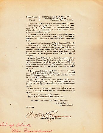 Union Officer SAMUEL BENJAMIN - War Doc Signed: Samuel N Benjamin (1839-1886) Union officer. Benjamin was a 1st Lt in the 2nd U.S. Artillery. He was decorated with the Medal of Honor for his heroism in battles from 1st Bull Run to Spotsylvania. 7 