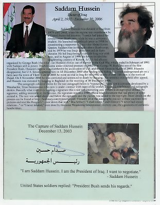 Iraqi Dictator SADDAM HUSSEIN - Doc Signed: Saddam Hussein (1937-2006) Iraqi dictator. Hussein led Iraq in a war against Iran from 1980 until 1988 which ended in a stalemate. Also during the 1980s, Saddam used chemical weapons against Kurds wit