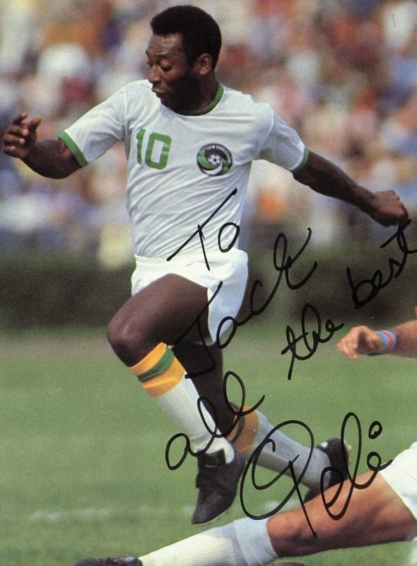 Soccer's The Black Pearl PELE - Photo Signed: Pelé (Edson Arantes do Nascimento) (1940- ) Brazilian soccer player. Pelé was called “the Black Pearl,” is considered the greatest soccer player in the history of the game. With a career total o