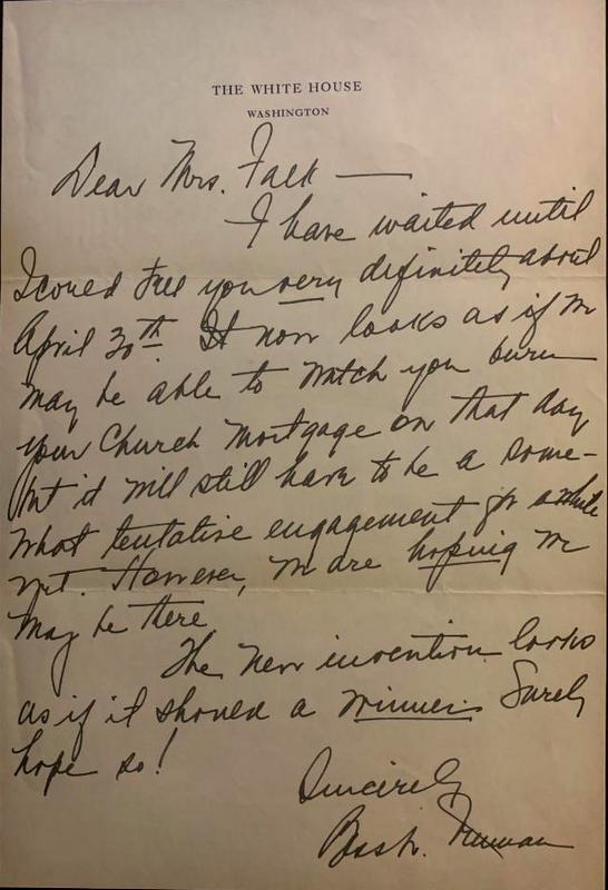 Truman, Bess - ALS The White House (1 of 1)