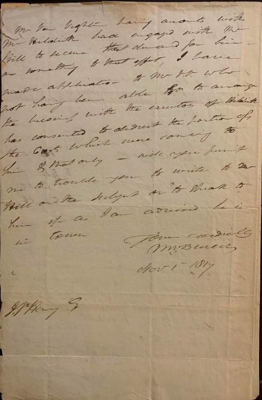 Van Buren, Martin ALS Dated Nov 1817 (1 of 2)