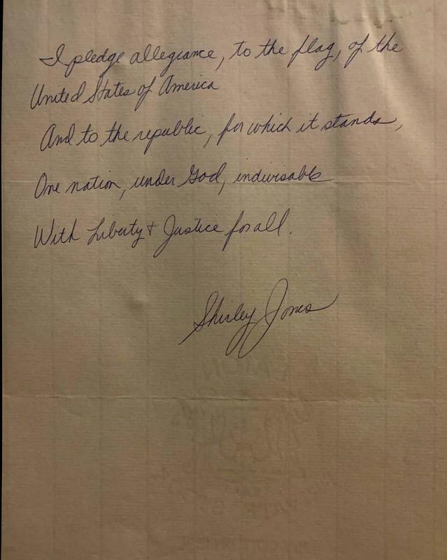 Actress SHIRLEY JONES - Pledge Signed (1 of 1)