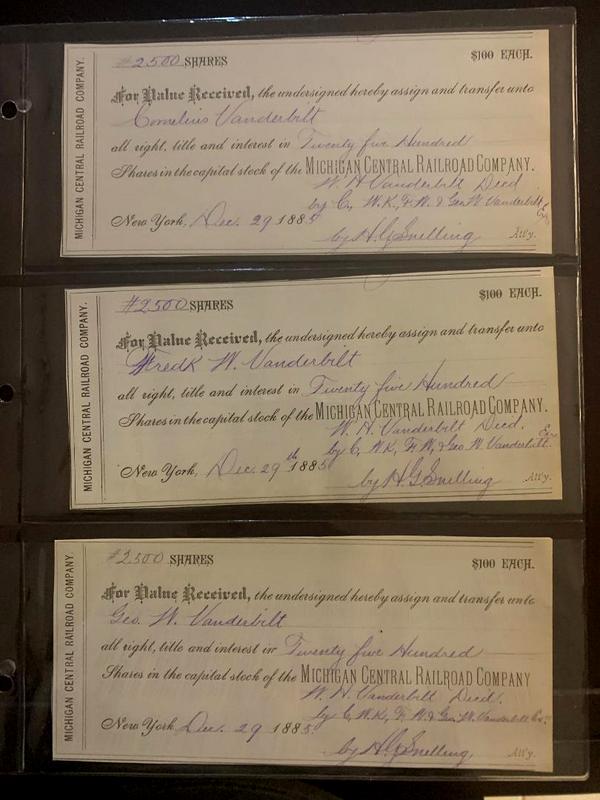 Railroad Bonds to the Vanderbilt Family (1 of 1)
