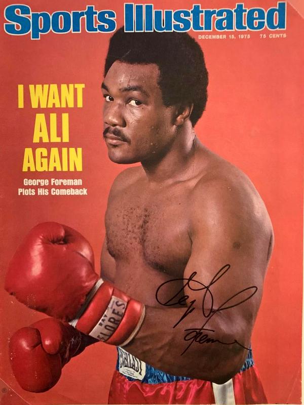Foreman,George Signed Sports Illustrated Cover: George Foreman (1949- ) Heavyweight Champion. Foreman won Olympic gold in 1968, and powered through boxing's heavyweight division to become world champion in 1973. He returned to the ring after a 10-y